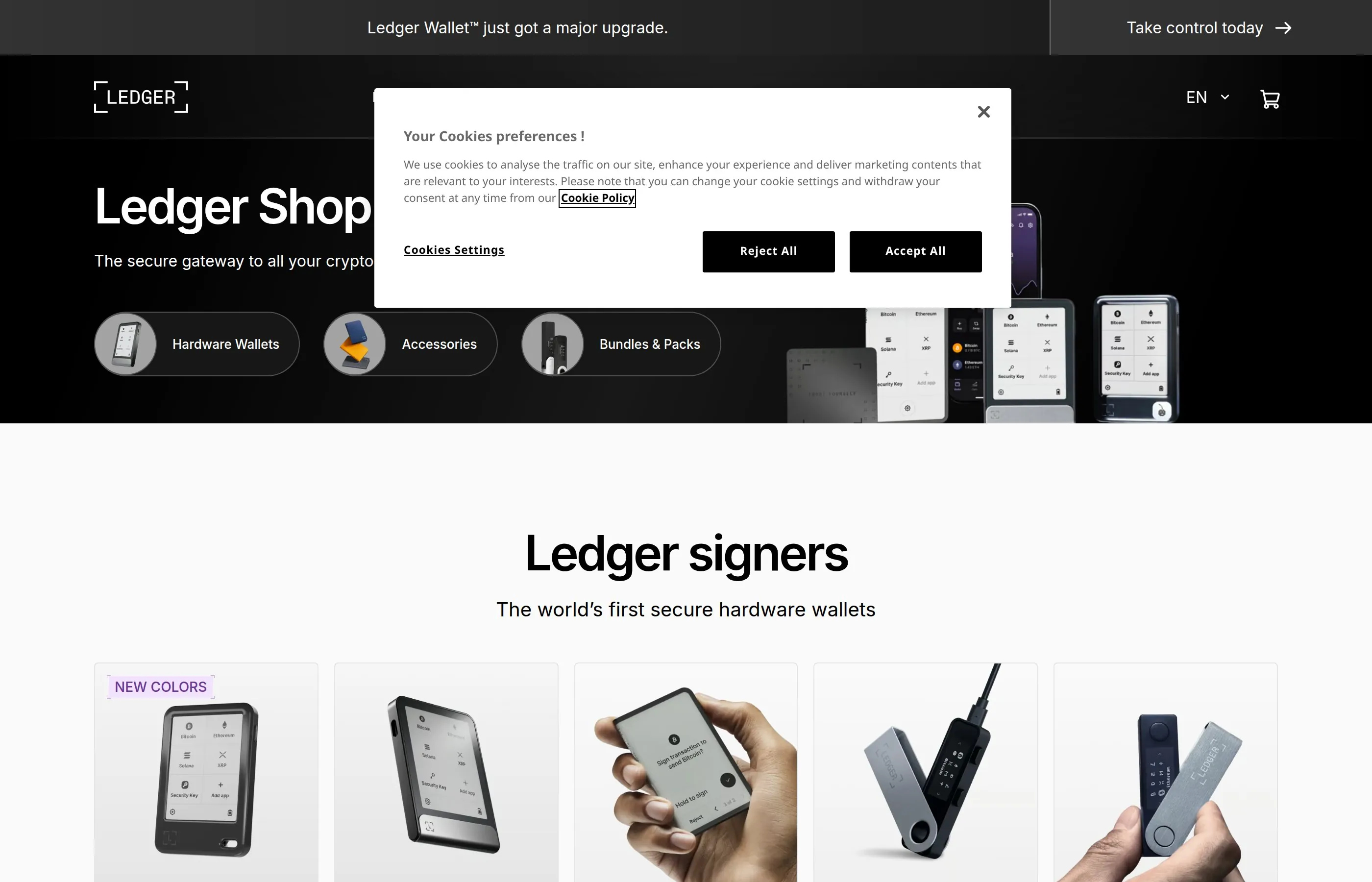 Ledger hardware wallet shop showing cold storage devices for secure crypto storage