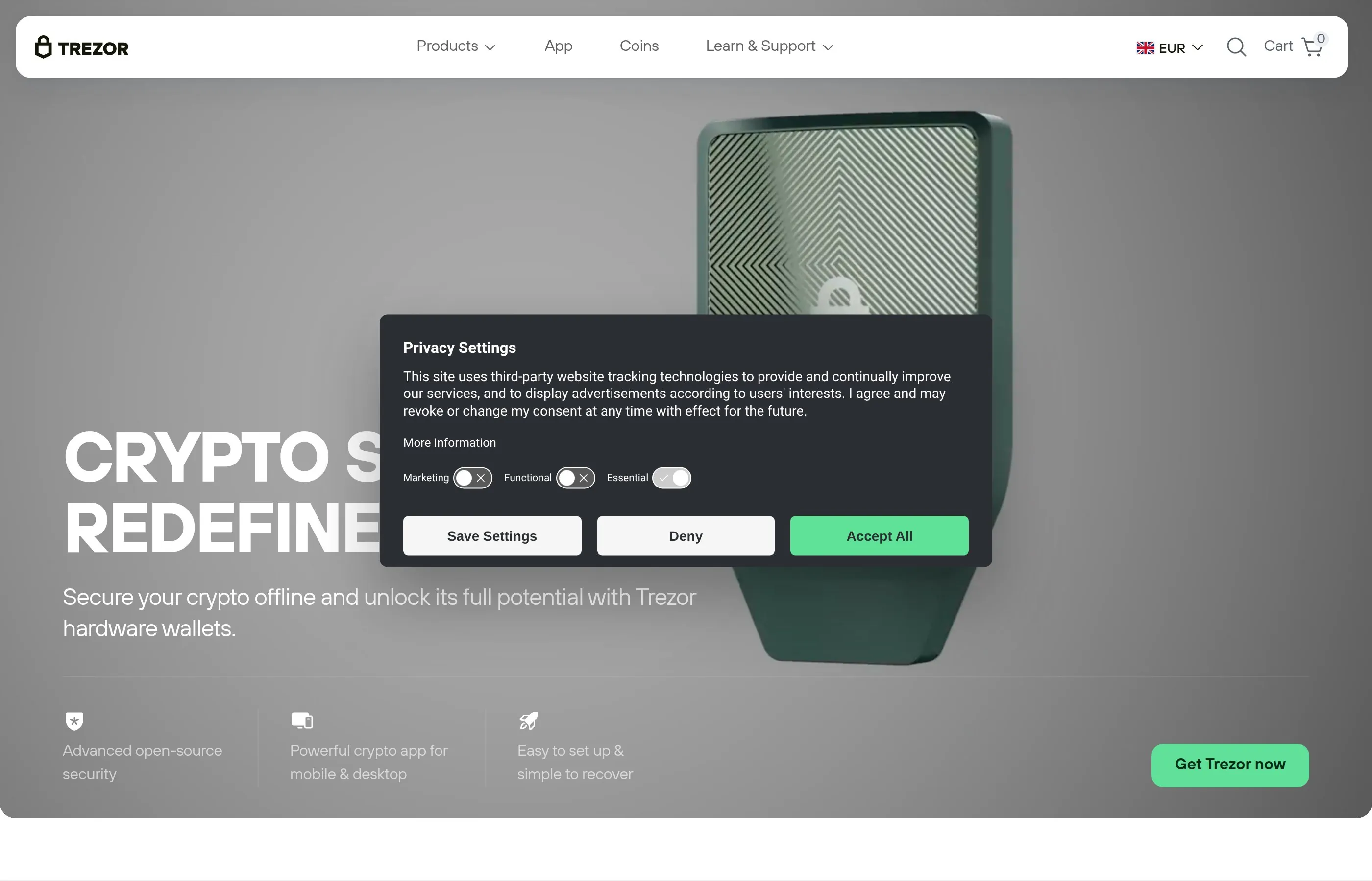 Trezor cold wallet store